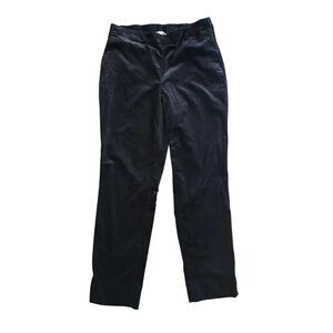 J. Jill Black Velvet Pants Size 8 Side Zip Stretch Straight Leg Luxe Look